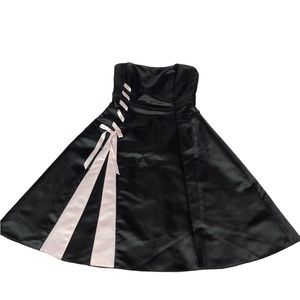 Gunne Sax Jessica McClintlock Vintage Black Dress With Pink Side Ribbon